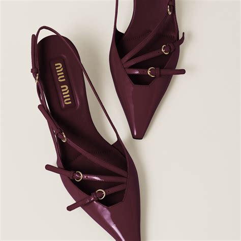 miu miu slingback red|Crimson Patent Leather Slingbacks With Buckles .